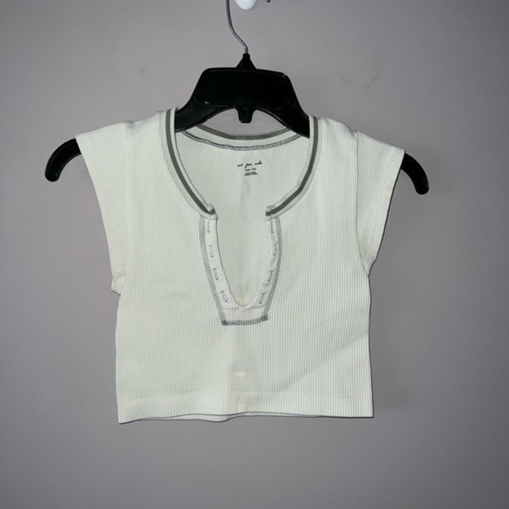 White and gray ribbed cropped top Out From Under XS/S